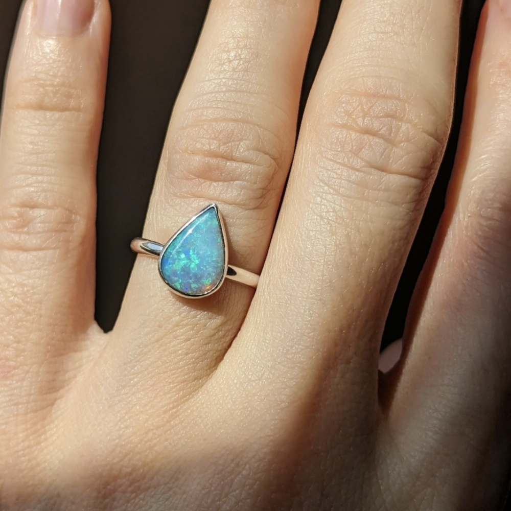 Australian opal sterling silver ring